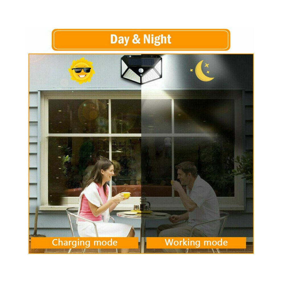 2Pcs 100 LED PIR Motion Sensor Solar Wall Light Outdoor Garden Lamp