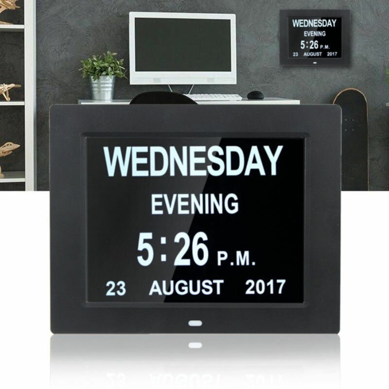 Digital Day Clock LED Calendar Dementia Alarm Time Date Month Memory