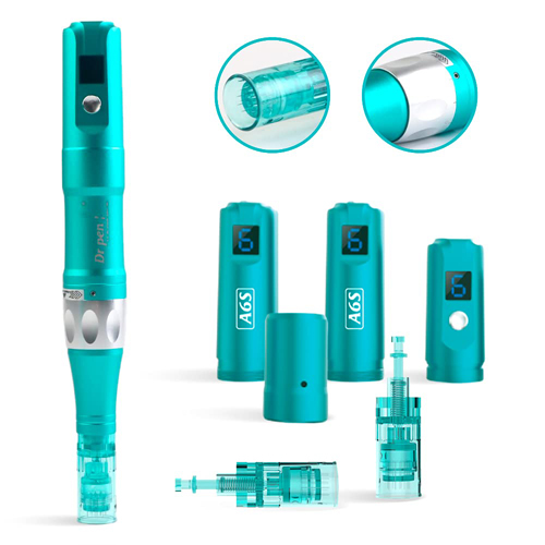 Dr. Pen Ultima A6S Professional Kit Electric Auto Beauty Pen Multi-function Wireless Derma Pens Skin Care Treatment Tool Kit for Face and Body Wrinkle Removing Serum Needle Cartridges Replacement