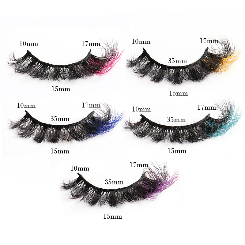 False Eyelashes Colored Fluffy Mink Lashes Curl Fake Eyelashes 8D Dramatic Wispy Lashes Extensions Natural Look Color Mixed 7 Pairs