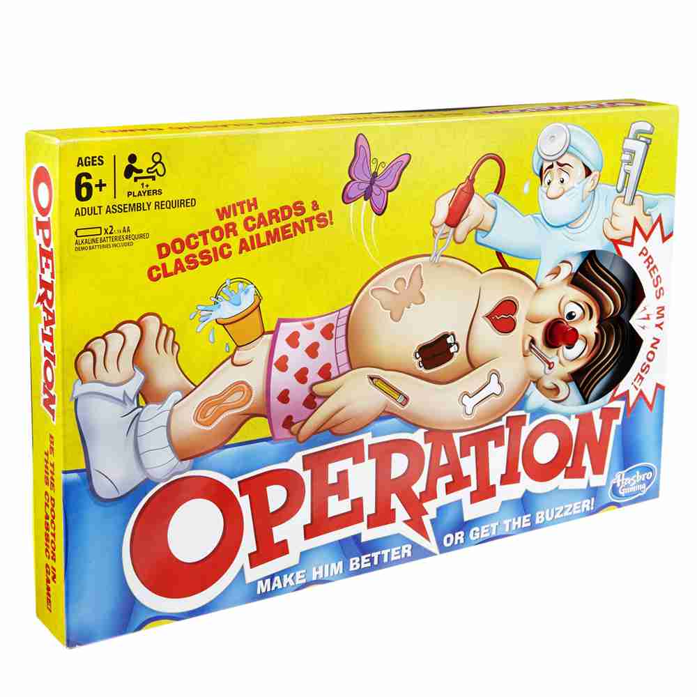 Classic Operation Game, Electronic Board Game with Cards, Indoor Game for Kids Ages 6 and Up
