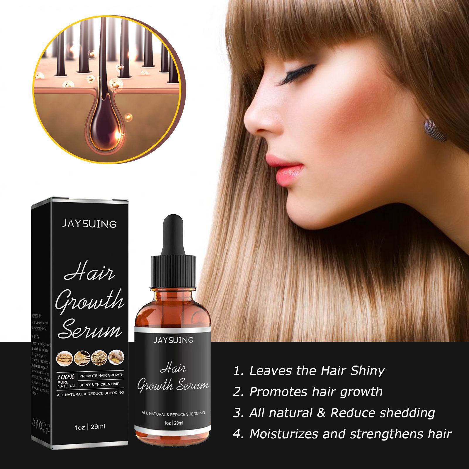 Hair Growth Serum Hair Care Essence Beard Essential Oils Moisturizing Hair Essence Natural Thickening Baldness Unisex