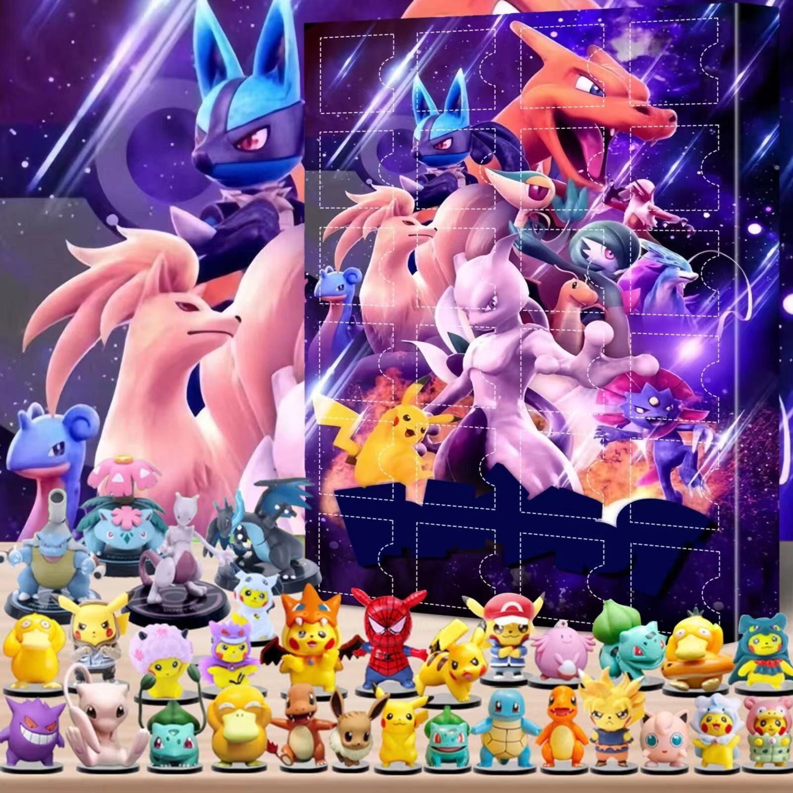Cartoon Christmas Advent Calendar Xmas Countdown Calendar for Kids 24PCS Cute Pokemon Action Minifigures Doll Stocking Stuffer Party Decor Kids Gifts