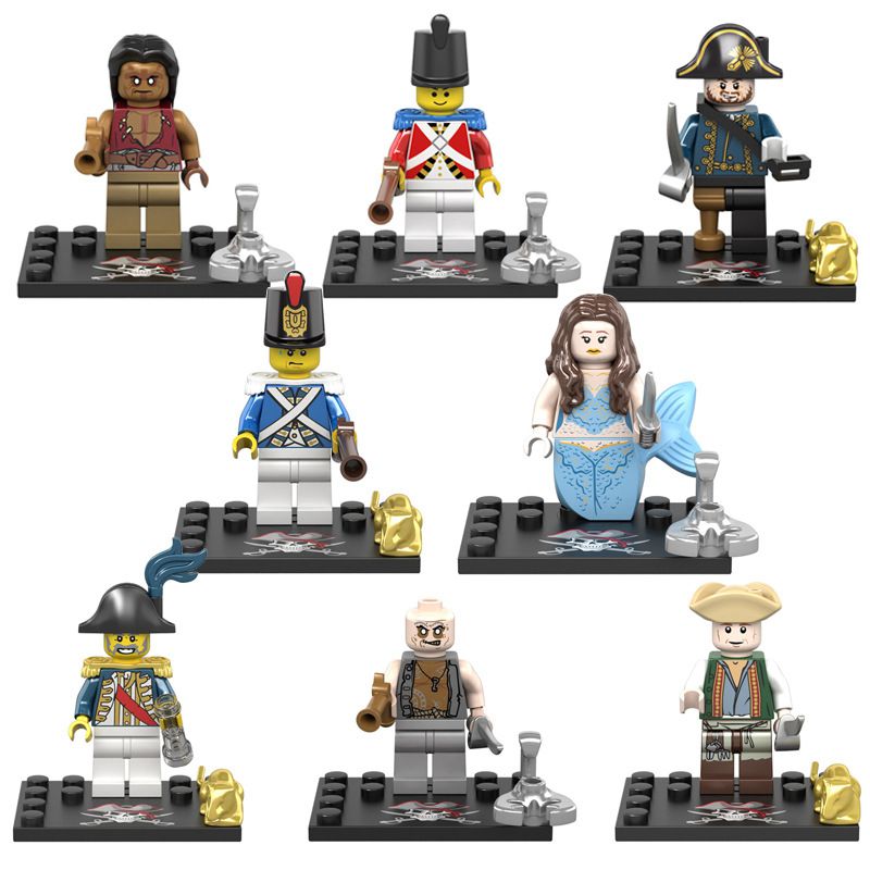 (A) 8pcs Caribbean Pirates Minifigures Compatible Toys Fit Lego