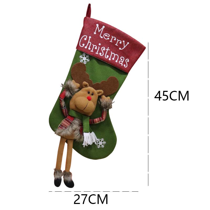 (1PCS Santa Claus) 45cm Luxury Christmas Stocking Deluxe Knit Gnomes Plush Santa Doll Xmas Sock Large Christmas Stocking Sock