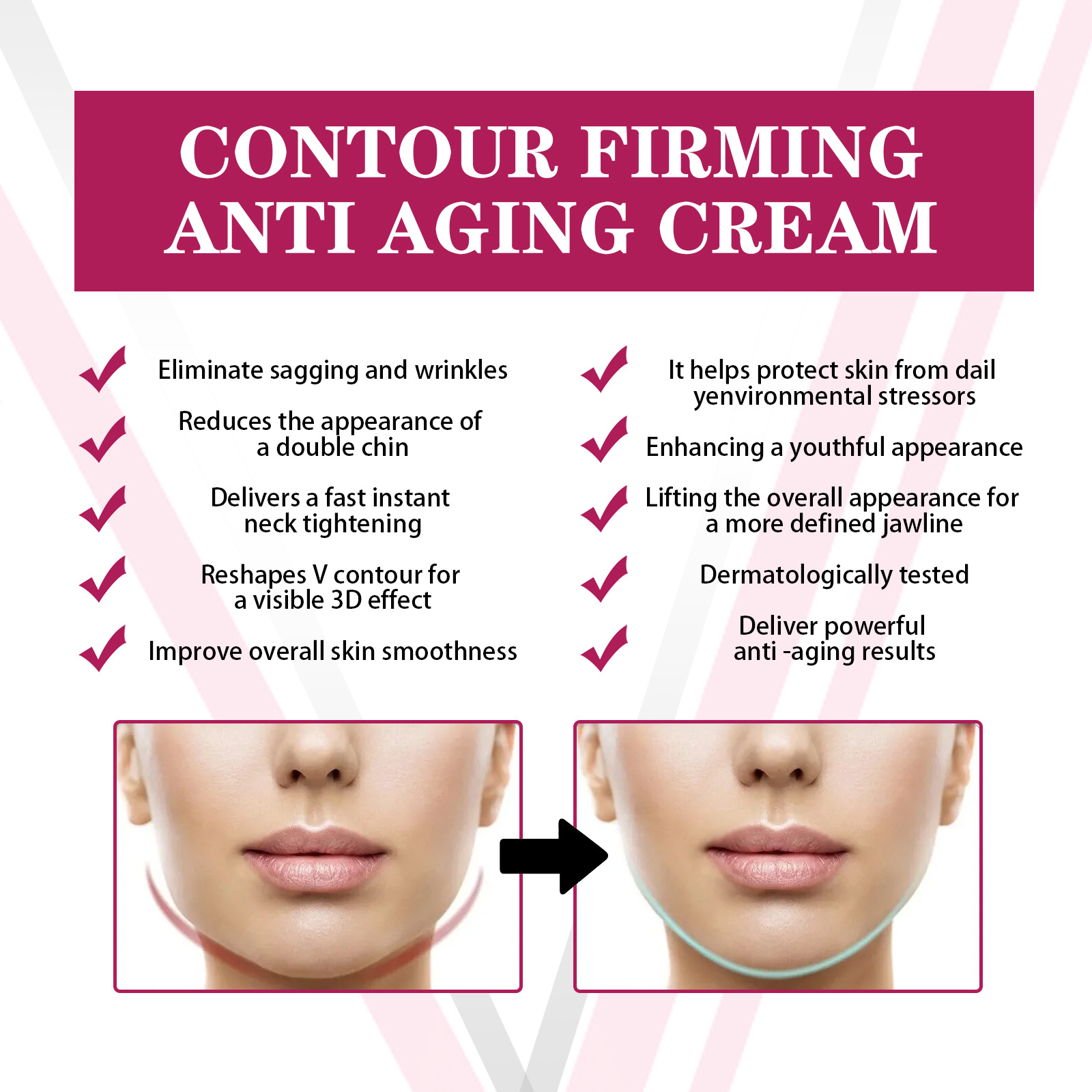 V-Shape Face Slimming Cream Remove Masseter Muscle Firming Double Chin Lift Anti-Aging Beauty Massage