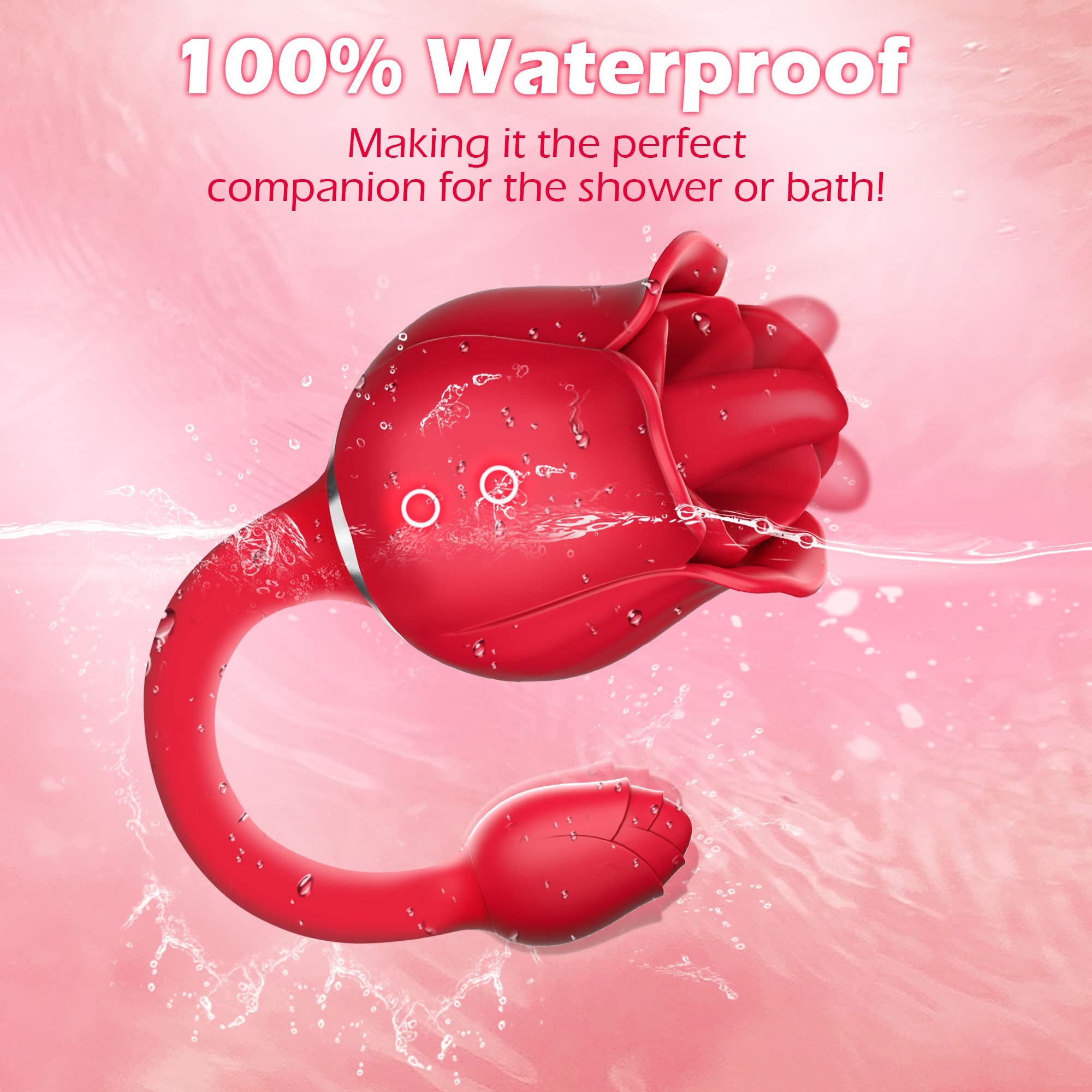 Rose Sex Toy G Spot Vibrator for Women Adjustable Massager Wand Dildo Tongue Adult Toys with 9 Tongue Licking and Vibrating Modes