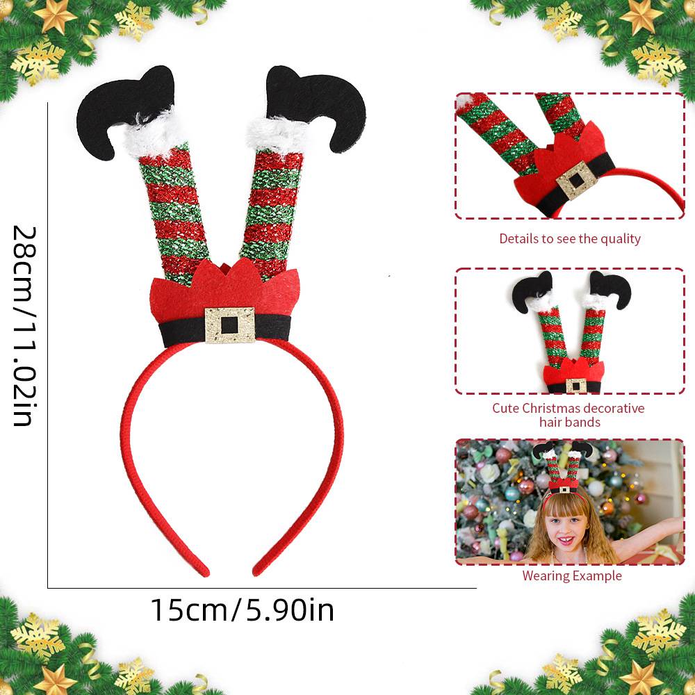 5 PCS Christmas Headbands Reindeer Antler Xmas Tree Head Hat Toppers Costume Headbands for Christmas Holiday Parties Annual Holiday Photos Booth