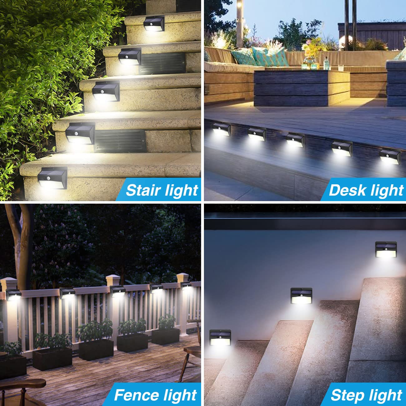 Solar Security Lights Outdoor 138 LED Solar Powered Fence Light Solar Wall Lighting for Garden Outside