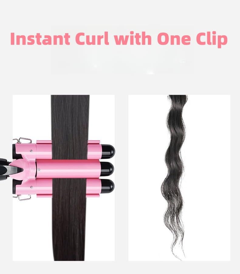 Hair Curler Triple Barrels Wave Curling Iron 25mm Professional Curling Wand Adjustable Temps and Ceramic Coating for Straight Wavy and Curling Hair