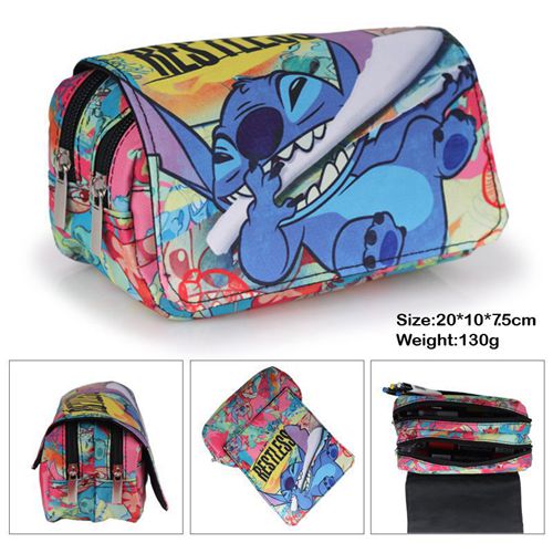 Stitch Pencil Case Big Capacity Expandable Pen Bag Cartoon Pencil Case Supplies for Kid