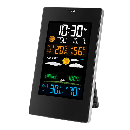 Wireless Weather Station Clock Indoor Outdoor Weather Forecaster with Sensor Digital Thermometer Humidity Barometric Pressure Ice Alert