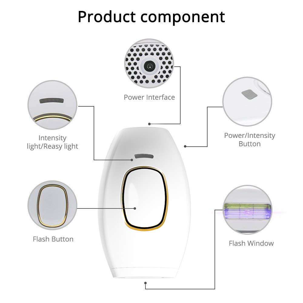(White) Hair Remover IPL Permanent Laser Hair Removal Device for Women Men Painless Mini Epilator Equipment Machine Body Face Bikini Underarm Photoepilator Home Use