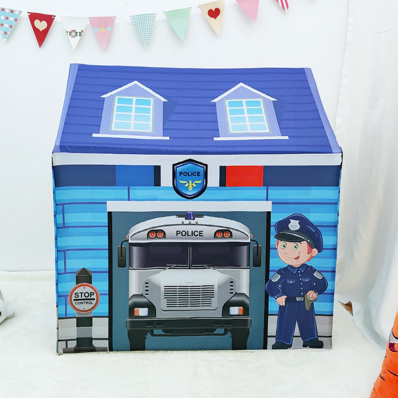 Kids Police Themed Play Tent Interactive Role-Playing House