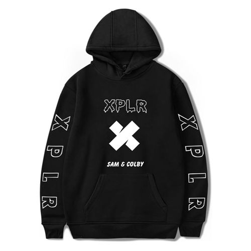 Black Cross Sam and Colby XPLR Merch Hoodie Pullover Hip Hop Casual Streetwear Long Sleeve