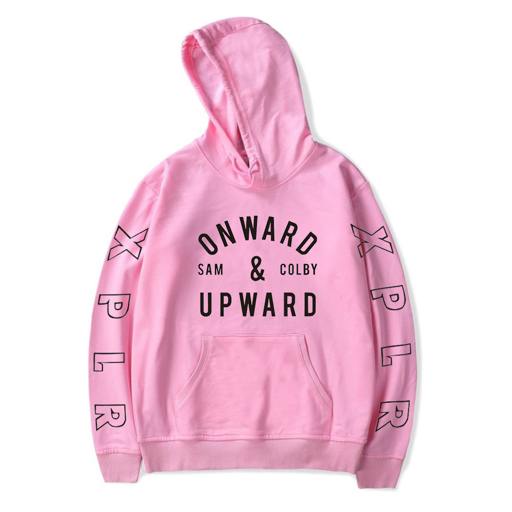 (XS) Pink Hoodie Pullover Hip Hop Casual Streetwear Long Sleeve Sam and Colby