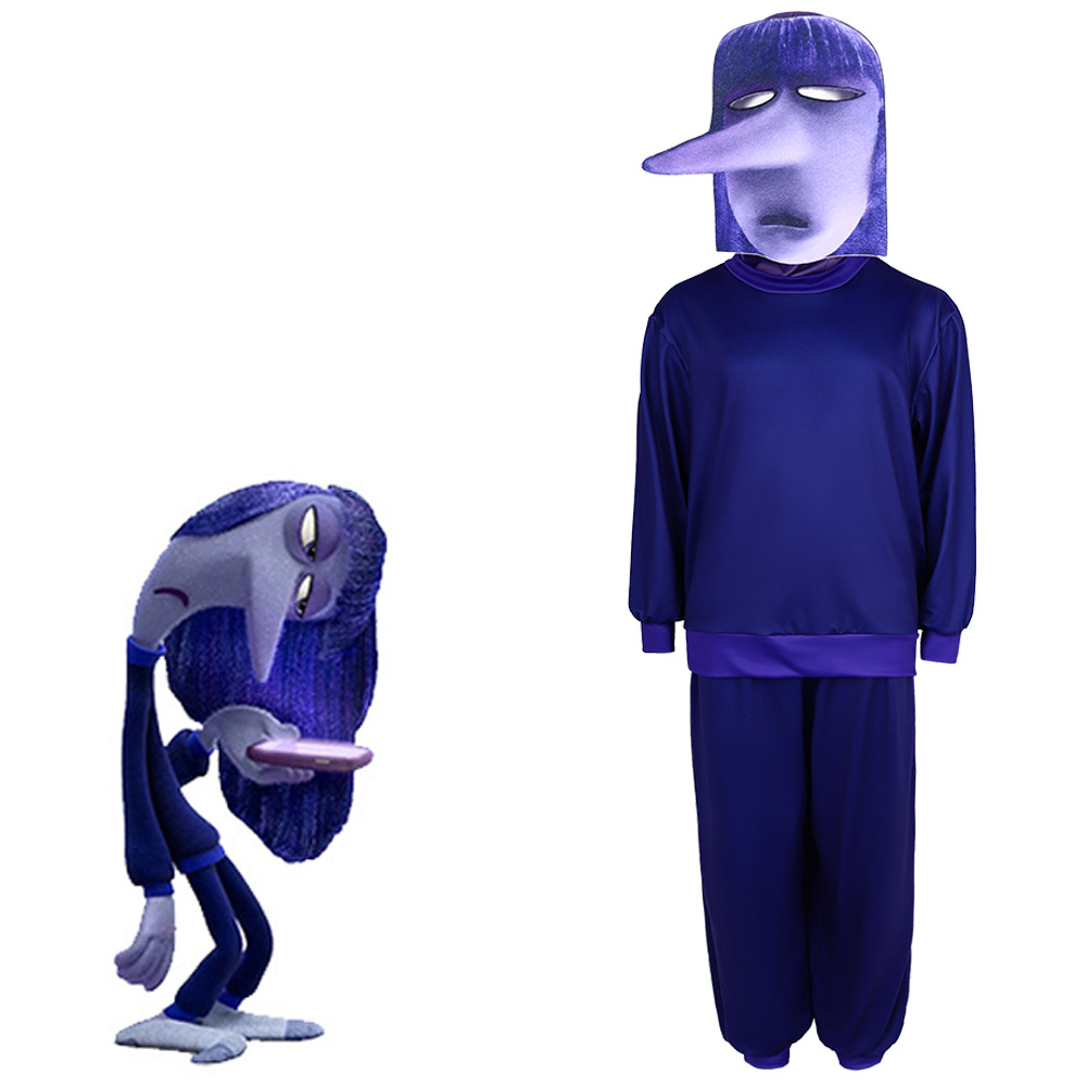 (Size 110) Ennui Disney Inside Out 2 Anime Cosplay Costume Cosplay Halloween Party Outfit Kids Adults  Book Week Party Carnival Fancy Suit