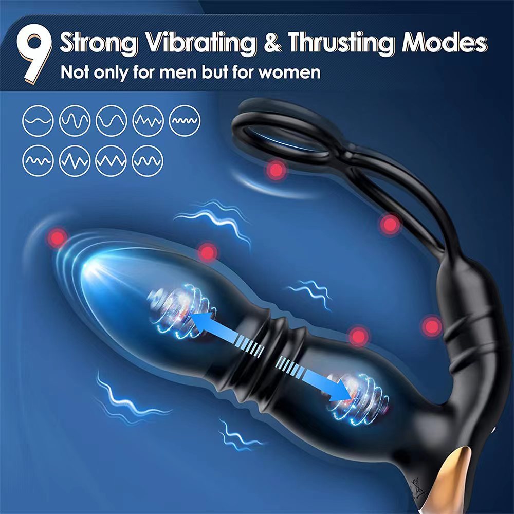 Anal Toys Cock Ring Male Sex Toys for Men Thrusting Prostate Massager Anal Plug Vibrator Stimulator Delay Ejaculation Lock Ring Anal Butt Plug Dildos