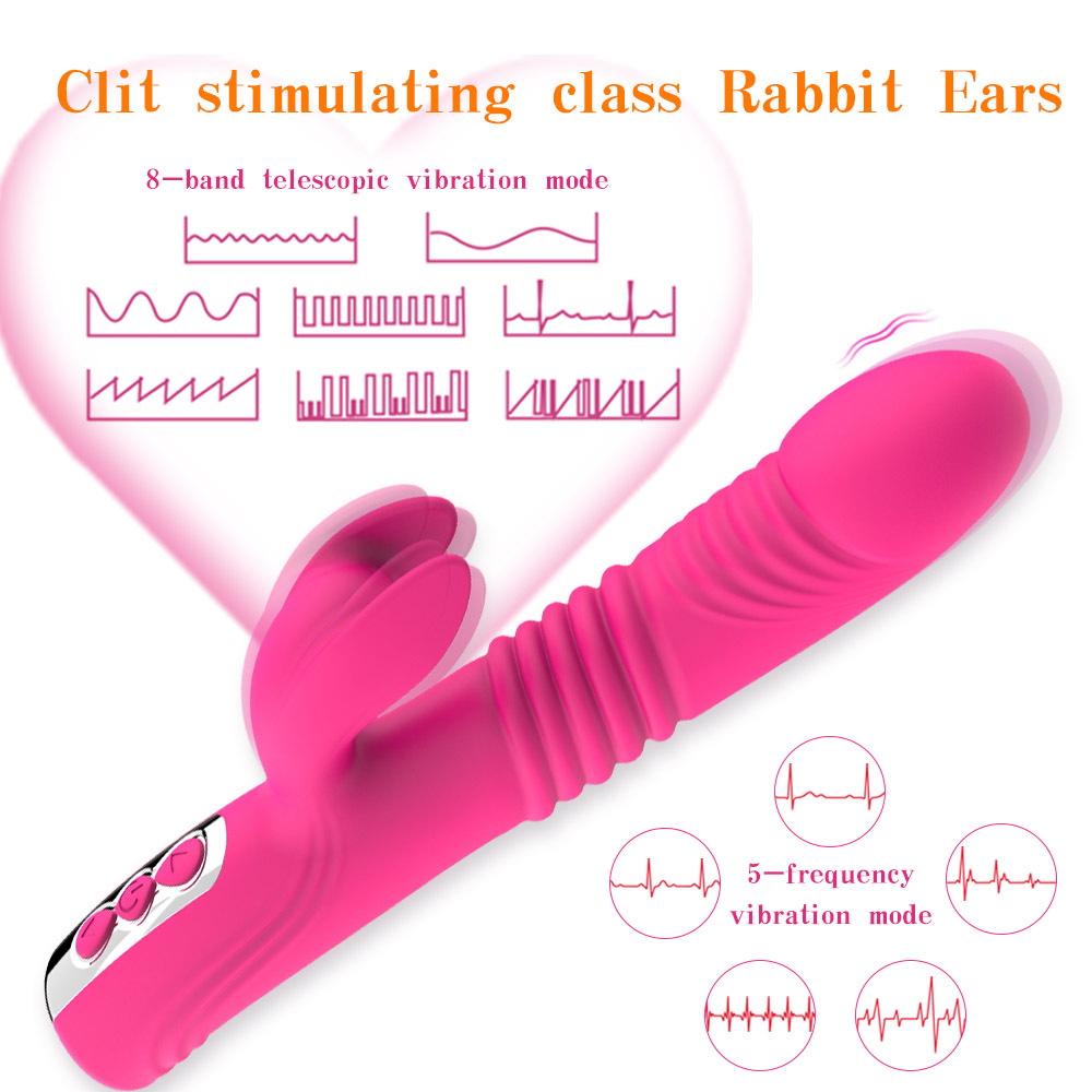 (Rose Red) Dual Vibrator Scalable Dildo Sex Machine Clitoris Stimulator Rabbit Vibro Wand Massager Bullet Vaginal G Spot Adult Sex Toys for Women Orgasm Waterproof
