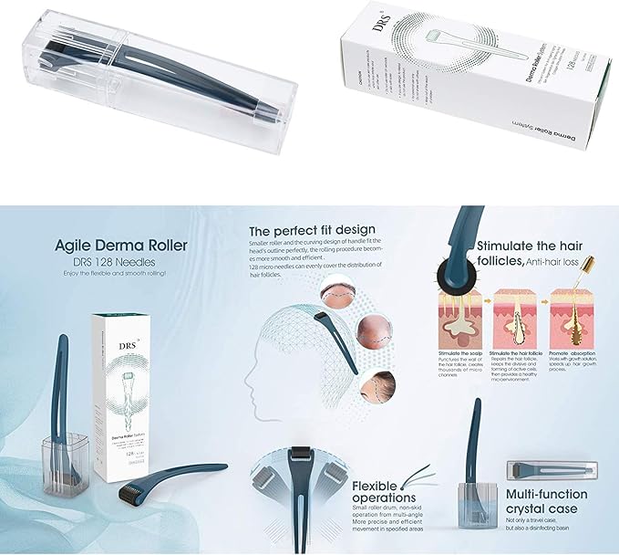(0.25mm) Derma Roller DRS 128 Titanium Needle Microneedling Therapy Face Beauty Tool Face Roller Skin Rejuvenation Anti Aging Hair Beard Regrowth Home Skin Care