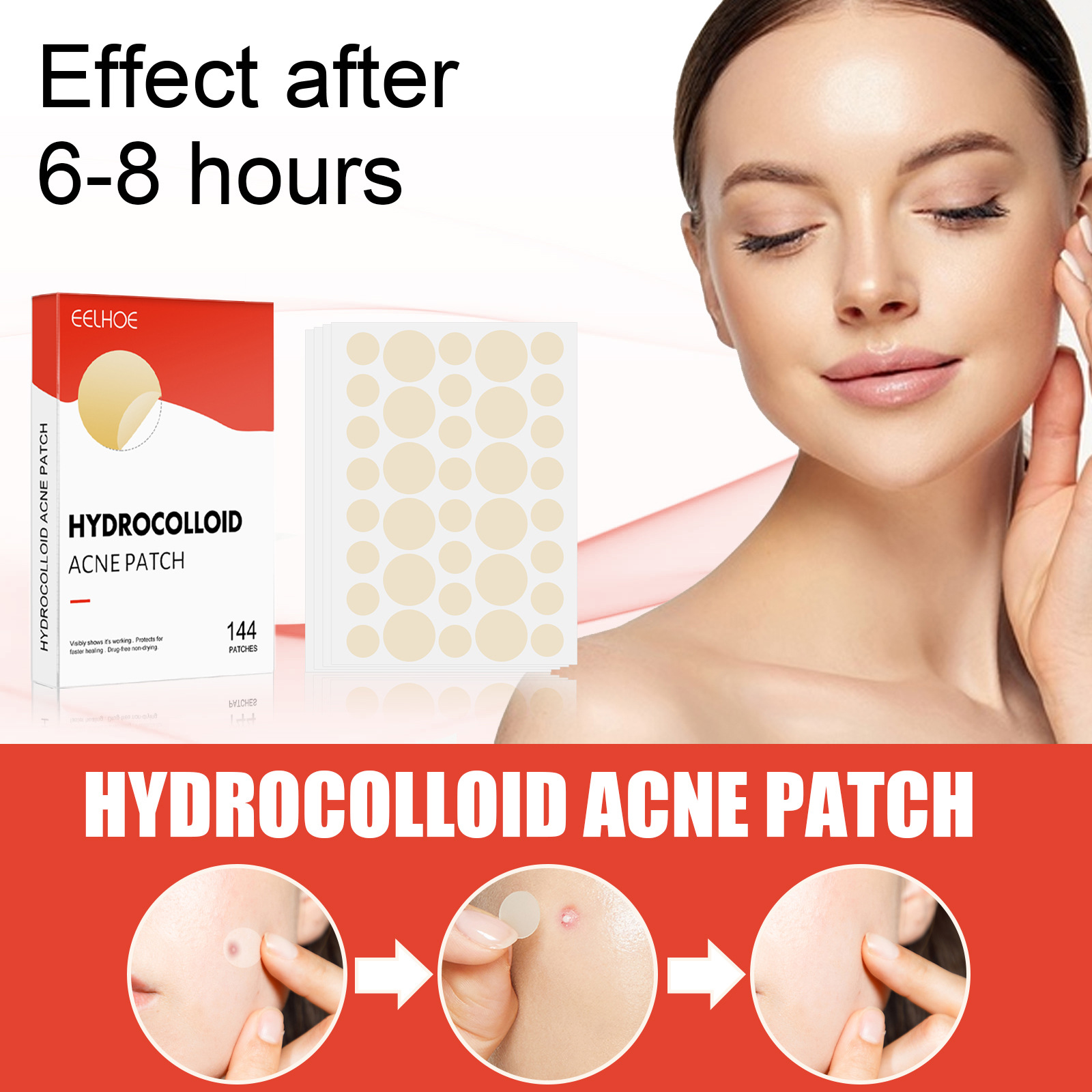 Hydrocolloid Acne Pimple Patch 144pcs Set Invisible Healing Absorbing Spot Sticker Covering Men Women Face Spot Scar Care Acnes Face Skin Care