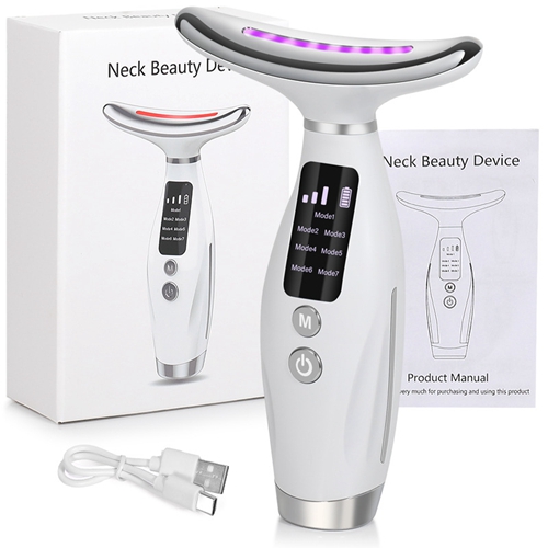 EMS Neck Face Lifting Beauty Device Neck Massager 7 Colors Multi Functional Beauty Instrument Wrinkles Removal Portable Facial Lift Skincare Machine