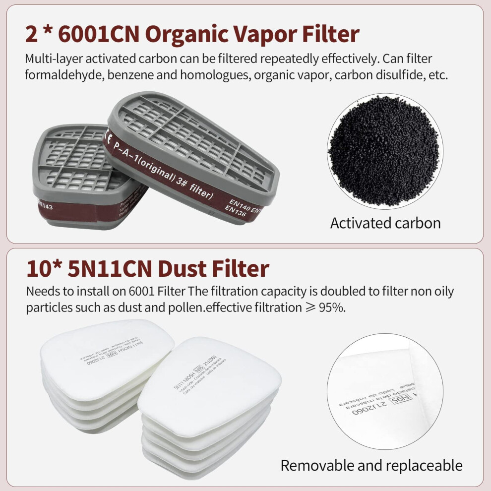 15in1 6800 Full Face Respirator Mask Activated Carbon Respirator Mask