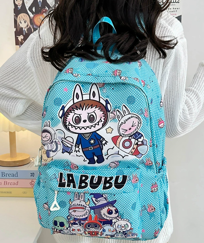 (Pink) Kids Cartoon School Backpack Durable Nylon Bag Lightweight Breathable
