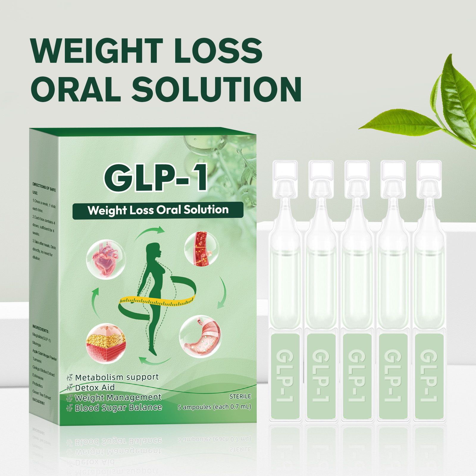 (1 Box) Body Care Supplies GLP-1 Drops Body Sliming WeightLoss Supplement