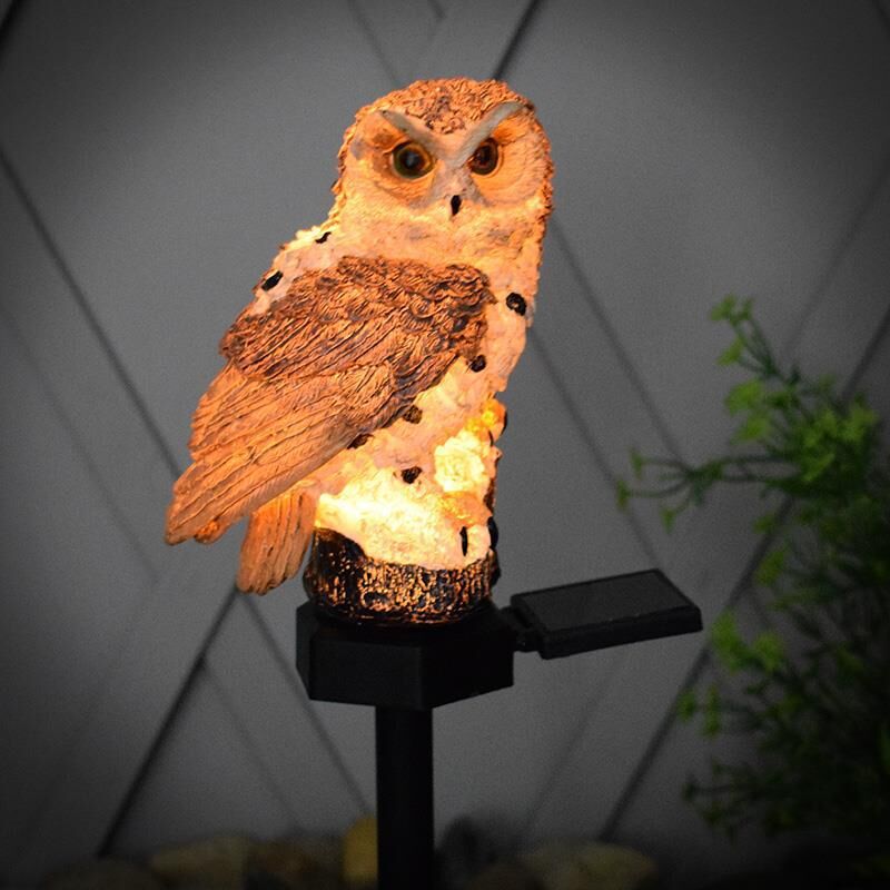 LED Powered Garden Light Outdoor Lawn Statue Owl Solar Yard Lamp