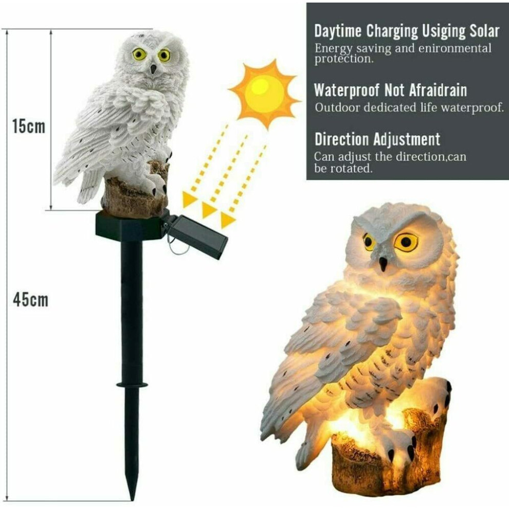 LED Powered Garden Light Outdoor Lawn Statue Owl Solar Yard Lamp