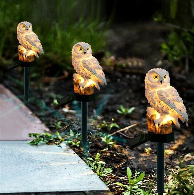 LED Powered Garden Light Outdoor Lawn Statue Owl Solar Yard Lamp