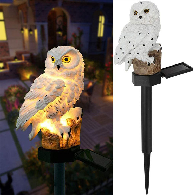LED Powered Garden Light Outdoor Lawn Statue Owl Solar Yard Lamp