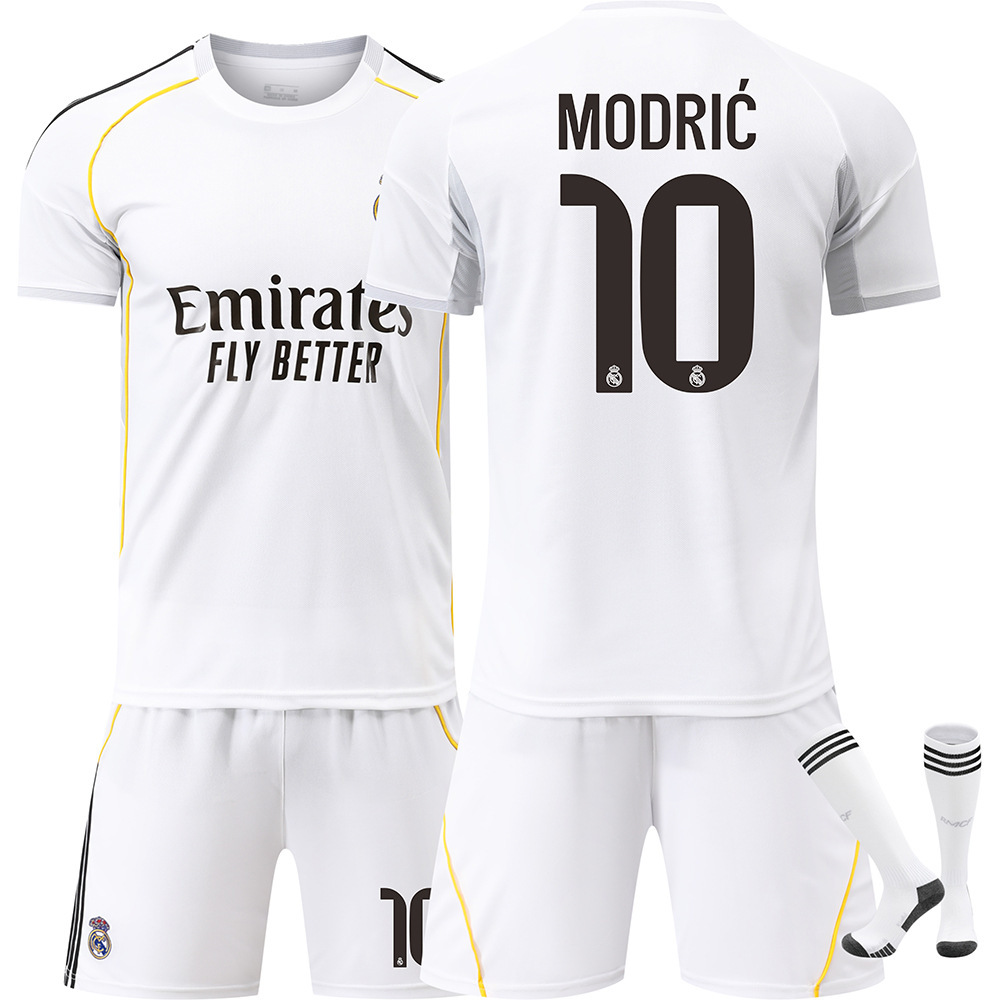 (1 Pair Knee Pads) Football Jersey 21-22 Real Madrid Football Club2 Green T-shirt with Number Name KROOS BENZEMA MODRIC Soccer Sports Uniforms for Adults Youths Kids Boys Outdoors