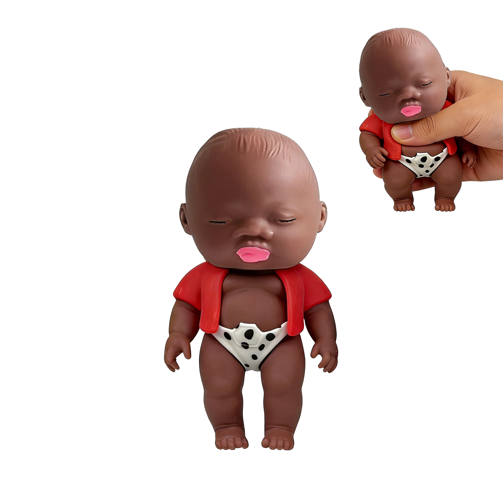 (Orange) Funny African Style Black Doll Squishy Toy Slow Rebound Pinch Face Toy Anti Anxiety Stress Relief Decompression Toy Gift ﻿