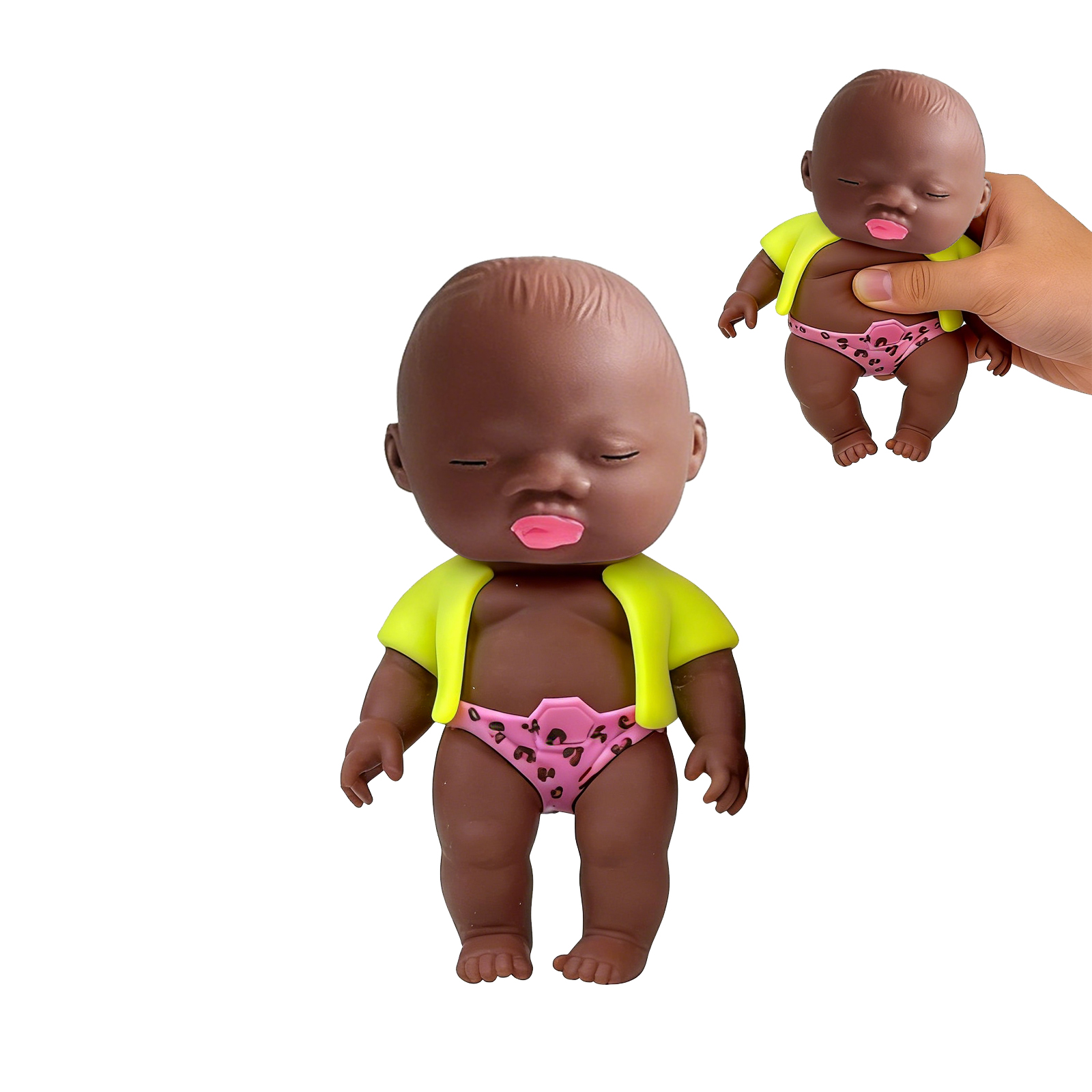 (Orange) Funny African Style Black Doll Squishy Toy Slow Rebound Pinch Face Toy Anti Anxiety Stress Relief Decompression Toy Gift ﻿