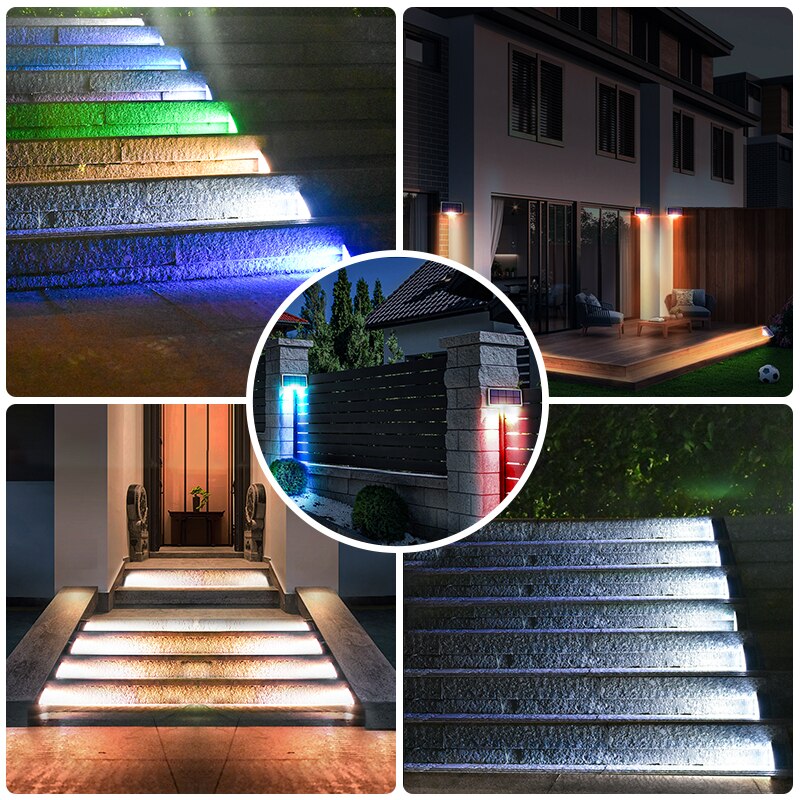 (2 PCS)  LED Step Lamp Stair Light Outdoor IP67 Waterproof Solar Light With Lens Anti-theft Design Decor Lighting For Garden Deck Path
