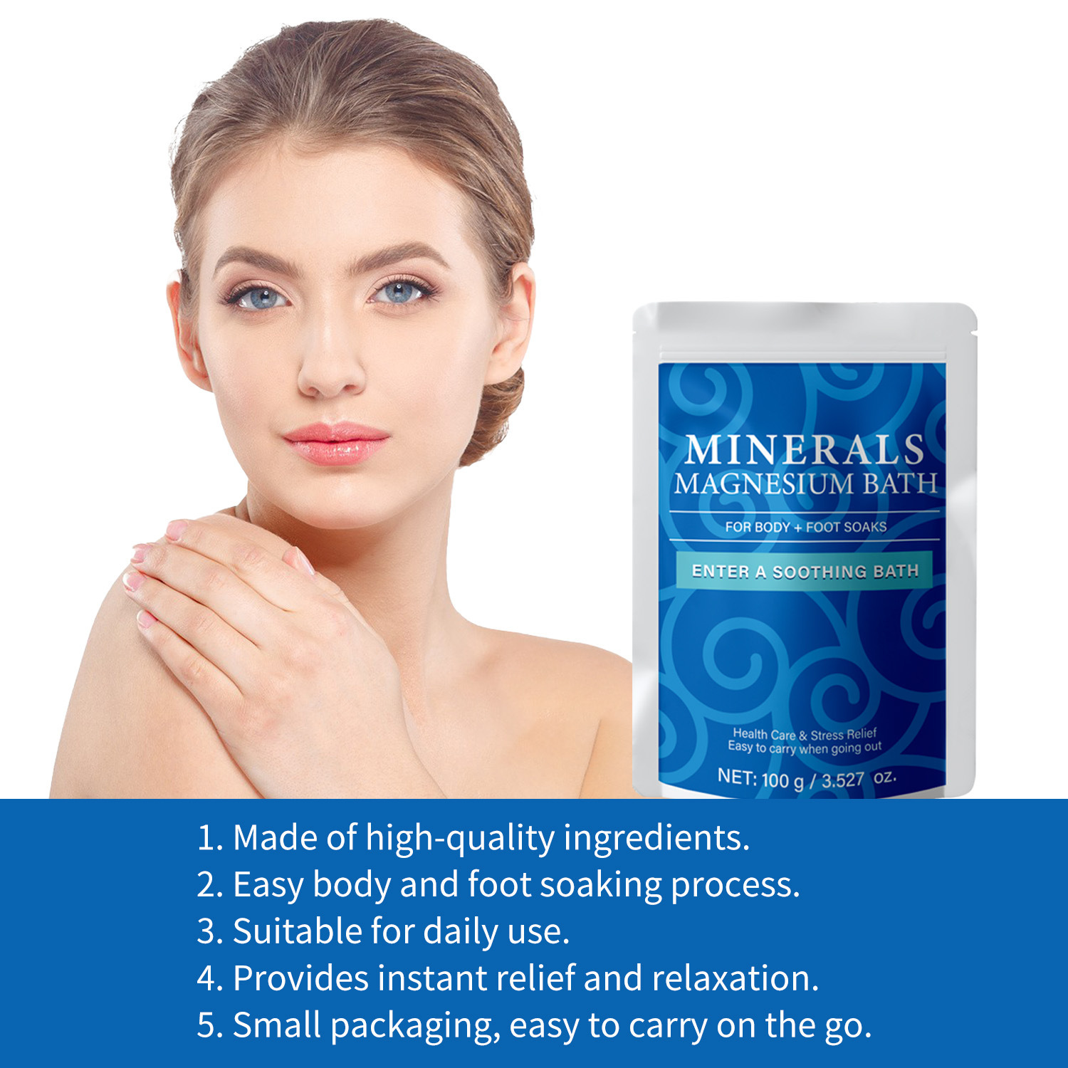 Minerals Magnesium Bath Tablets For Muscle Relaxation Soaking And Daily Wellness Bath Treatment 100g