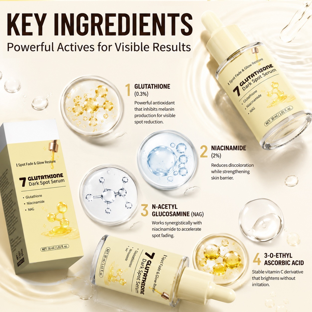 Glutathione 7 Dark Spot Serum For Skin Brightening Even Tone And Spot Fading Daily Face Treatment