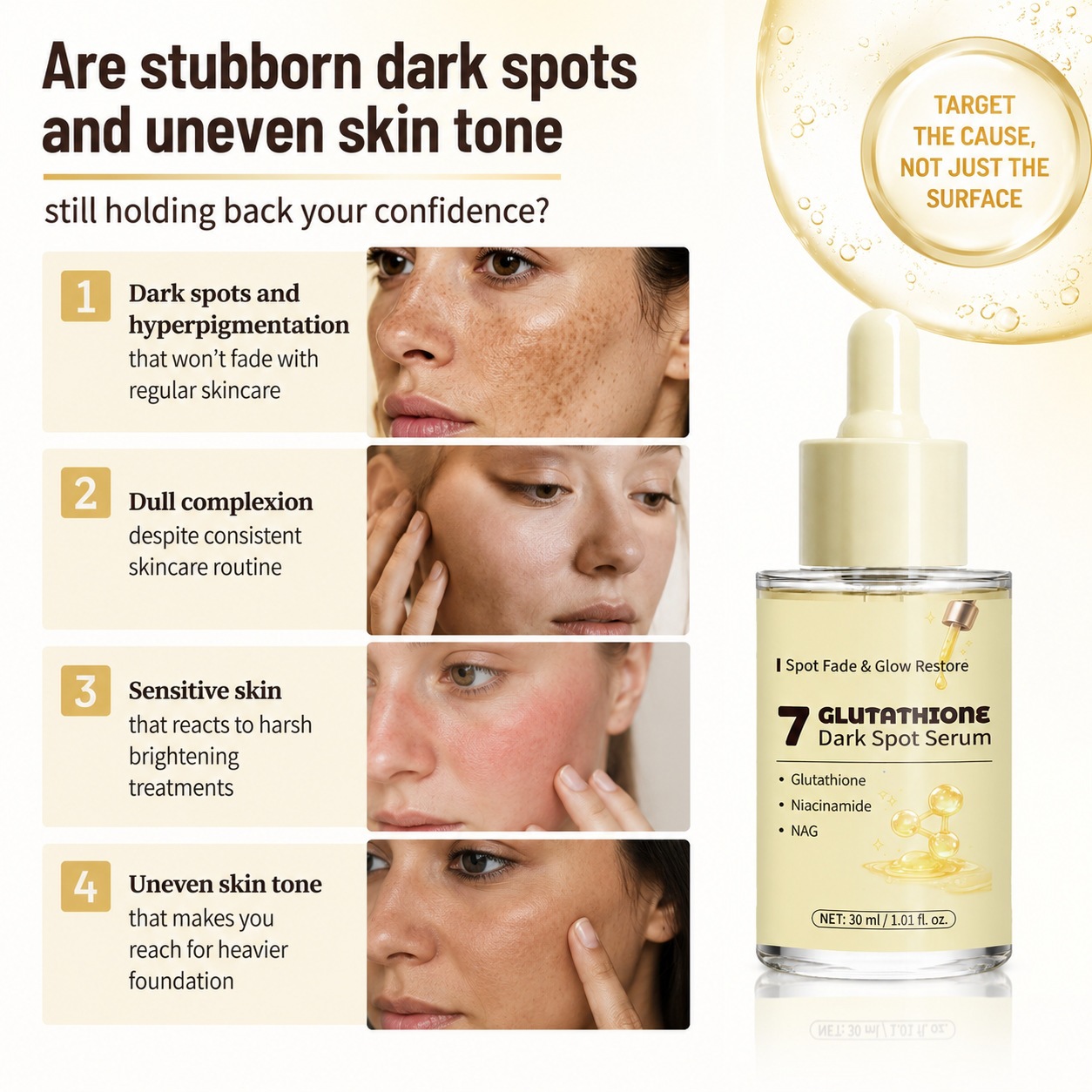 Glutathione 7 Dark Spot Serum For Skin Brightening Even Tone And Spot Fading Daily Face Treatment
