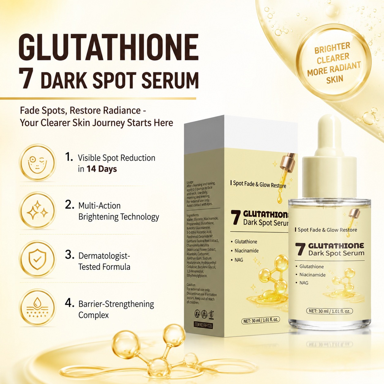 Glutathione 7 Dark Spot Serum For Skin Brightening Even Tone And Spot Fading Daily Face Treatment