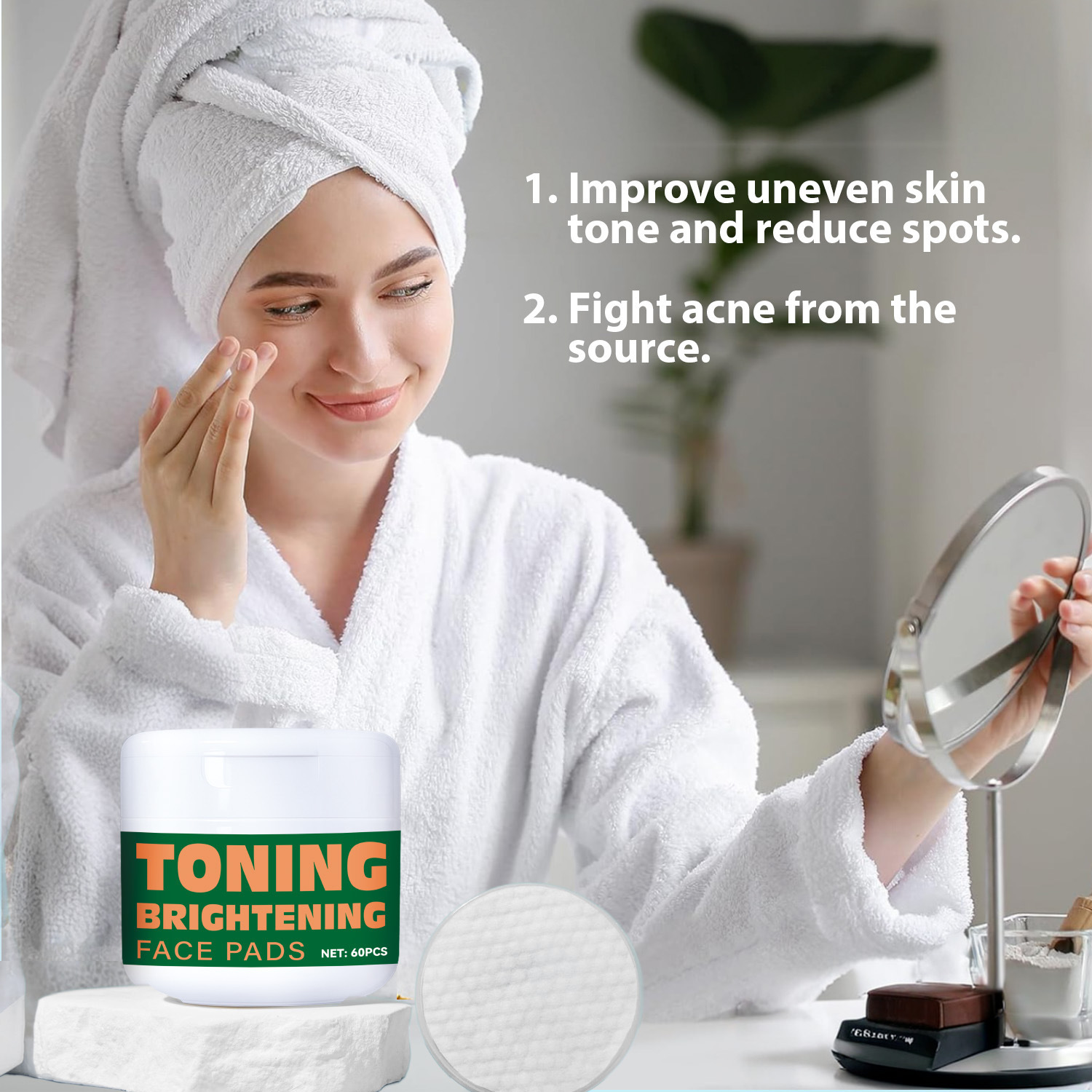 Blemish Correcting Toner Pads For Dark Spot Fading Even Skin Tone Daily Gentle Exfoliating And Hydrating Face Care 60 Pads