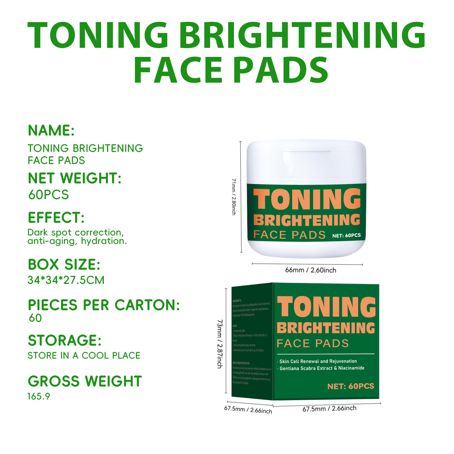 Blemish Correcting Toner Pads For Dark Spot Fading Even Skin Tone Daily Gentle Exfoliating And Hydrating Face Care 60 Pads