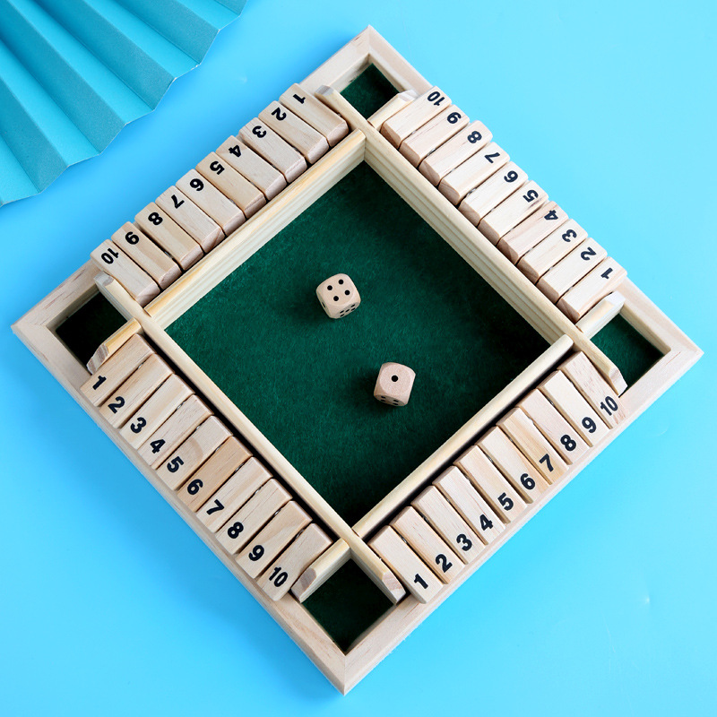 (GN) Box Dice Game 2-4 Players Classic Board Game for Adults Wooden Tabletop Game with Dices and InstructionMath Strategy Game