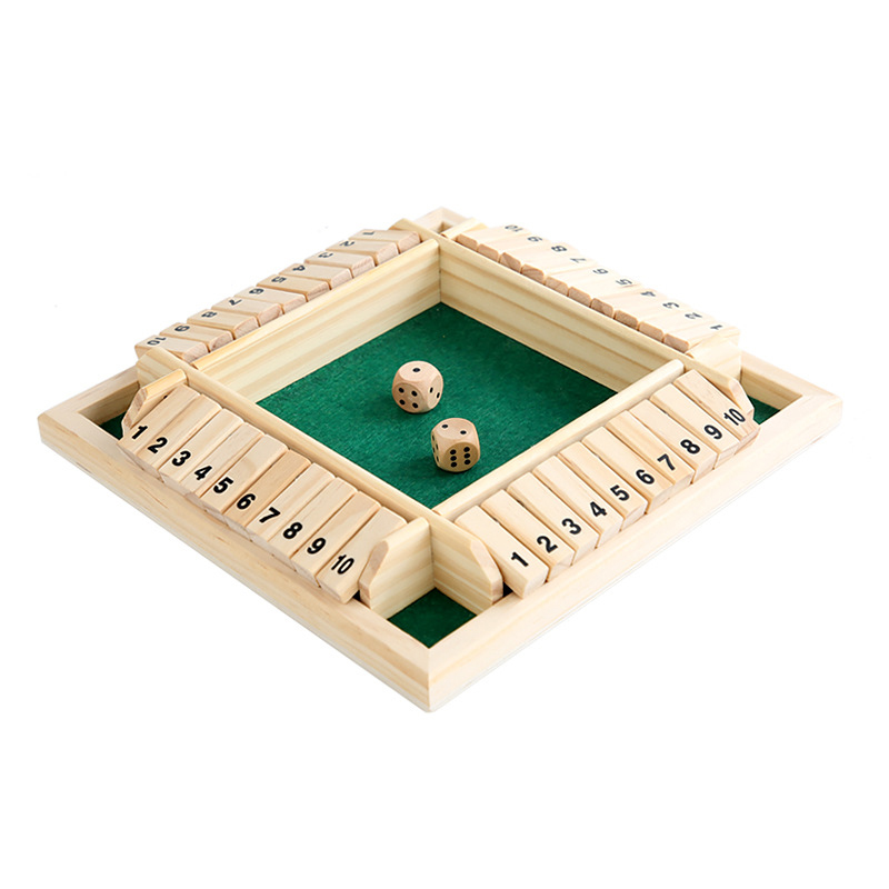 (GN) Box Dice Game 2-4 Players Classic Board Game for Adults Wooden Tabletop Game with Dices and InstructionMath Strategy Game