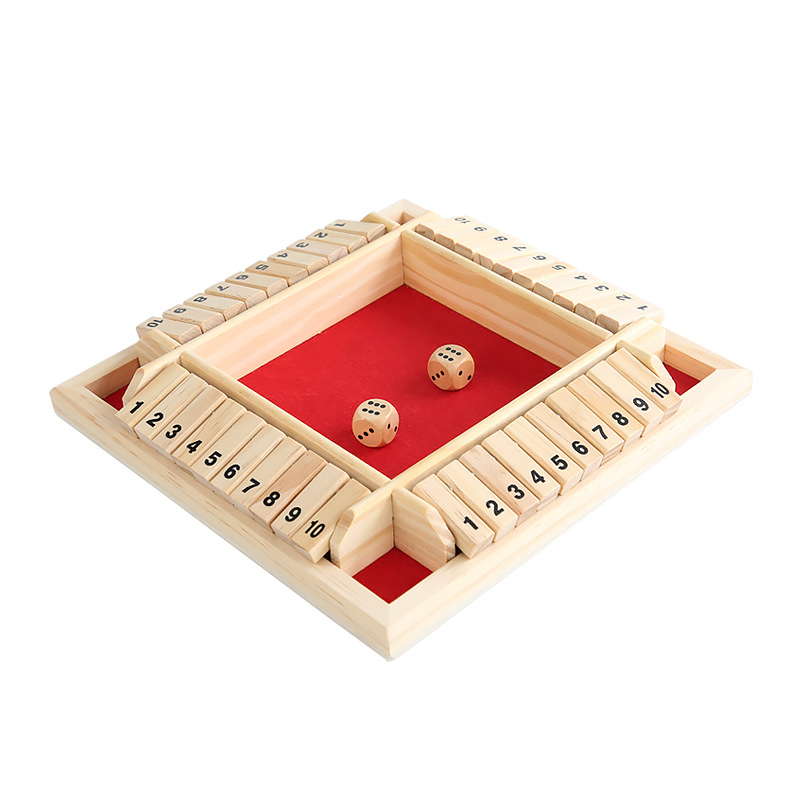 (GN) Box Dice Game 2-4 Players Classic Board Game for Adults Wooden Tabletop Game with Dices and InstructionMath Strategy Game
