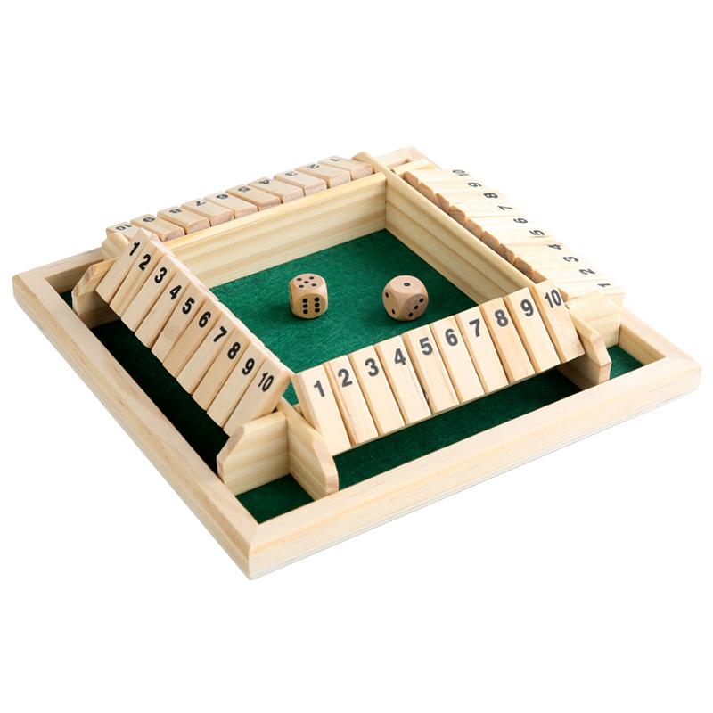 (GN) Box Dice Game 2-4 Players Classic Board Game for Adults Wooden Tabletop Game with Dices and InstructionMath Strategy Game