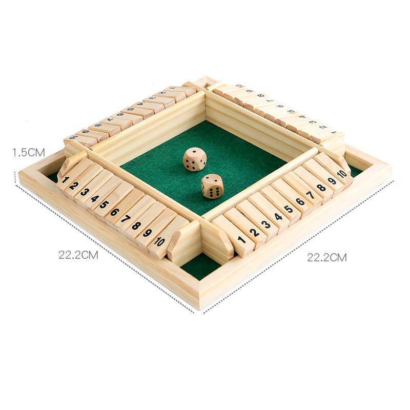 (GN) Box Dice Game 2-4 Players Classic Board Game for Adults Wooden Tabletop Game with Dices and InstructionMath Strategy Game