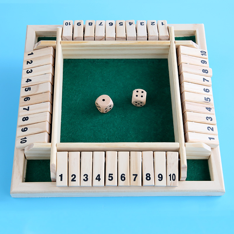 (GN) Box Dice Game 2-4 Players Classic Board Game for Adults Wooden Tabletop Game with Dices and InstructionMath Strategy Game
