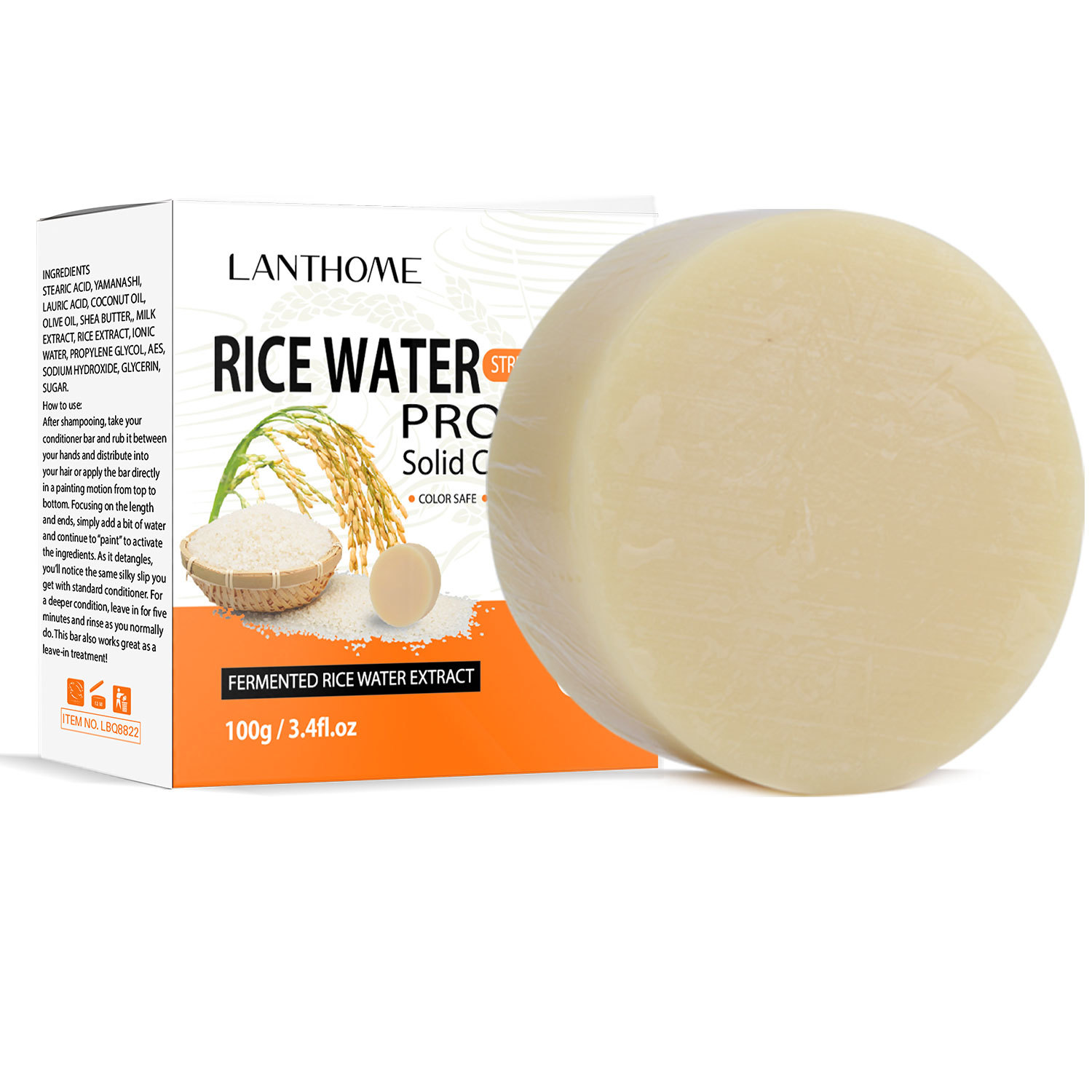 Rice Water Conditioner Bar Nourishing Smoothing For Dry Damaged Hair Daily Scalp And Strand Care